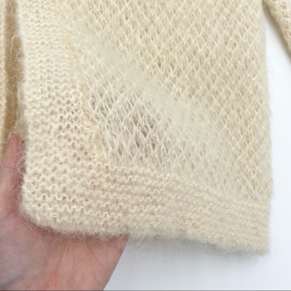 Handmade‎ Sparkly Open Cardigan Sweater Cream White Soft Angelcore Cottagecore - Picture 7 of 9